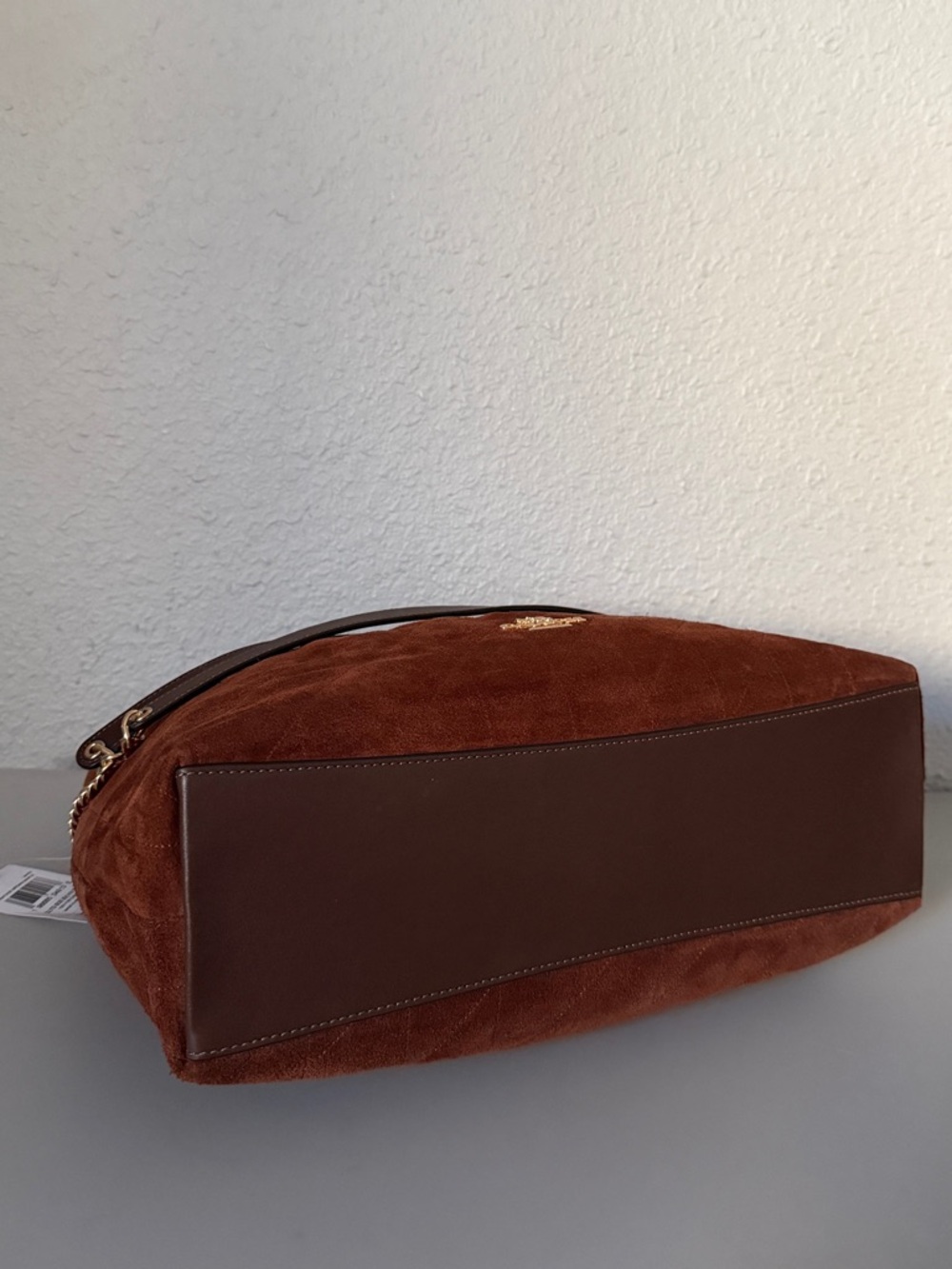 NWT Coach Evelyn Shoulder Bag With Quilting Suede with Gold Chain Trim - Picture 14 of 16